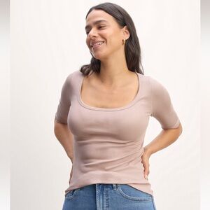 Everlane The Luxe Rib Scoop-Neck Tee | Dusty Rose $48 NWOT